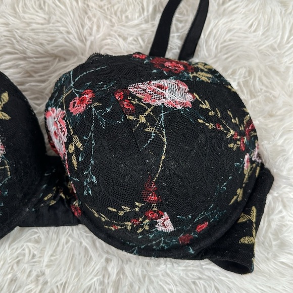 Torrid Curve Black Floral Lace Push Up Plunge Bra 44DDD - Picture 3 of 7